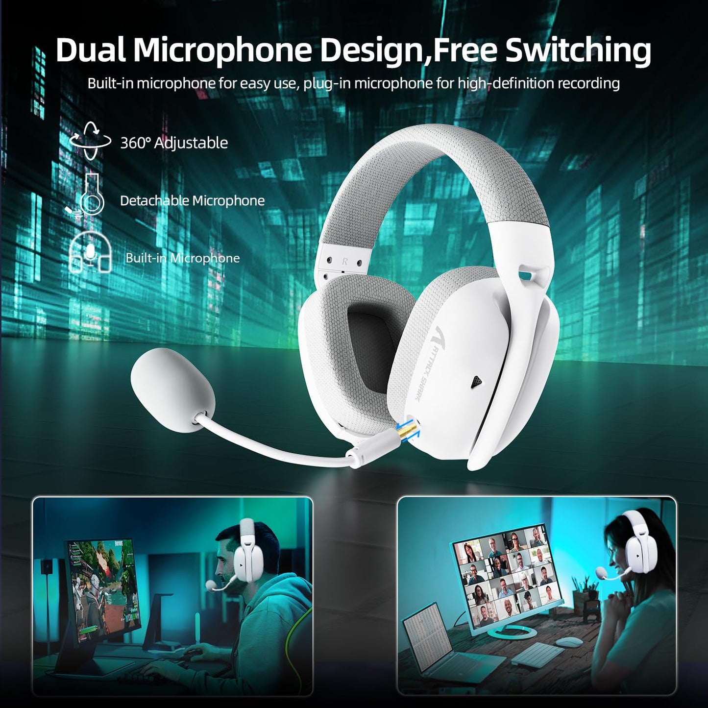 ATTACK SHARK L80PRO - Wireless Gaming Headset, 3D Surround, 20ms