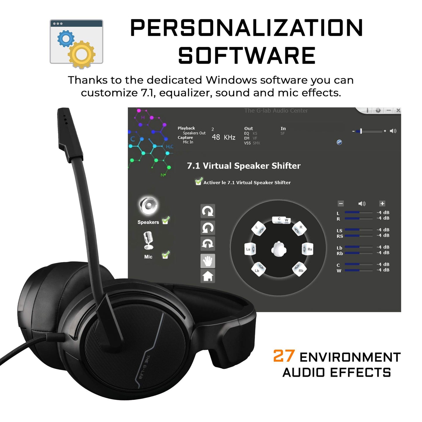 G-Lab Korp Thallium - USB Gaming Headset, Noise Reduction Mic
