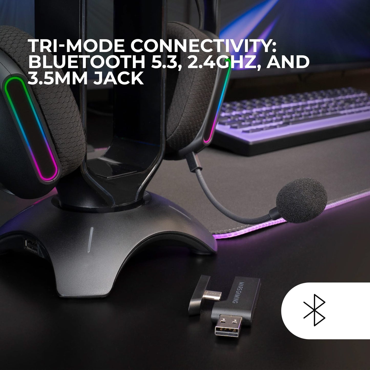MHW-Pro Wireless Headset - 7.1 ARGB, Dual Mic, Bluetooth 5.3