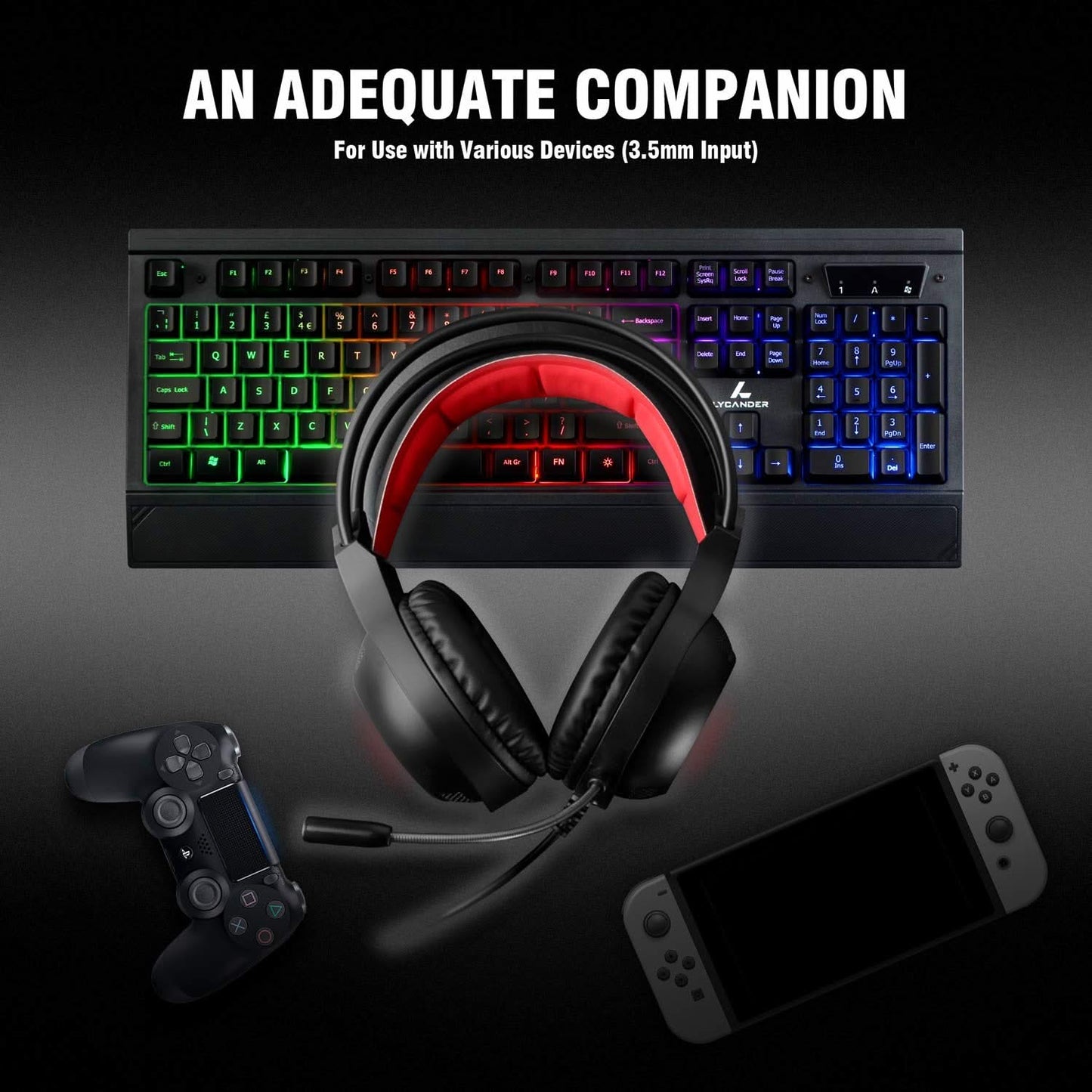 LYCANDER - Gaming Headset w/LED, Mic for PC/PS4/Xbox/Switch