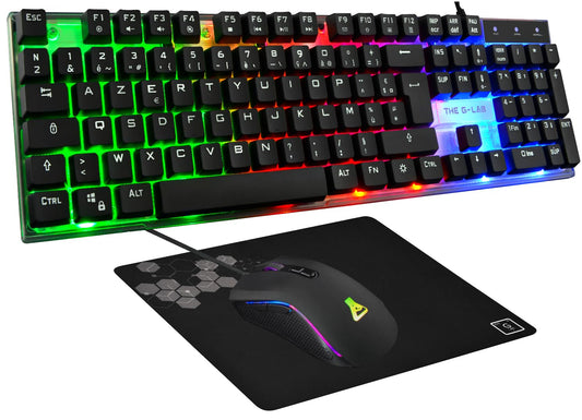 G-LAB Combo Yttrium Pack Gaming AZERTY RGB - Clavier 105T, Souris 2400DPI