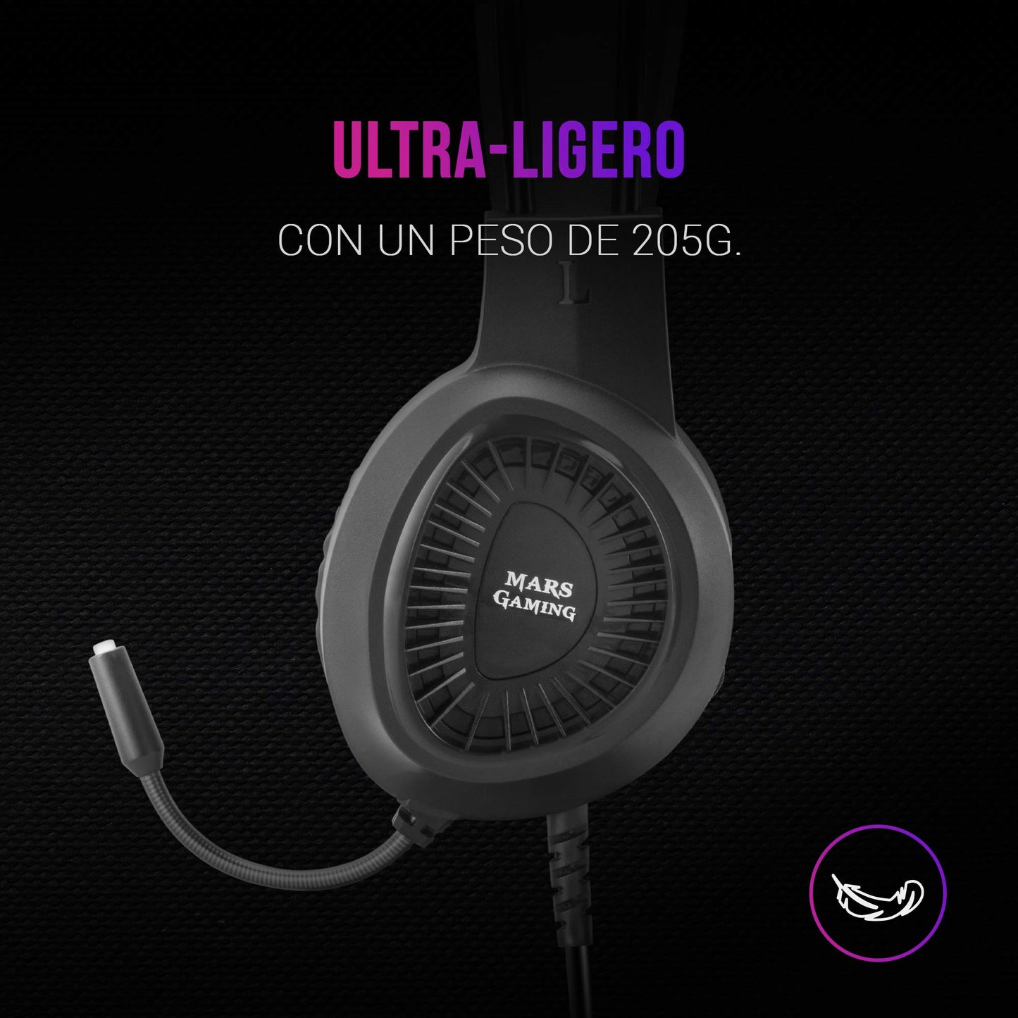 MARSGAMING MH120 - Gaming Headset w/Flex Mic, Airtech Black