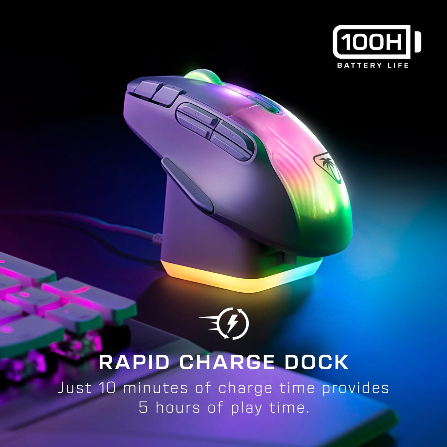 Turtle Beach Kone XP Air Wireless RGB Gaming Mouse, 19K DPI, 100h, White