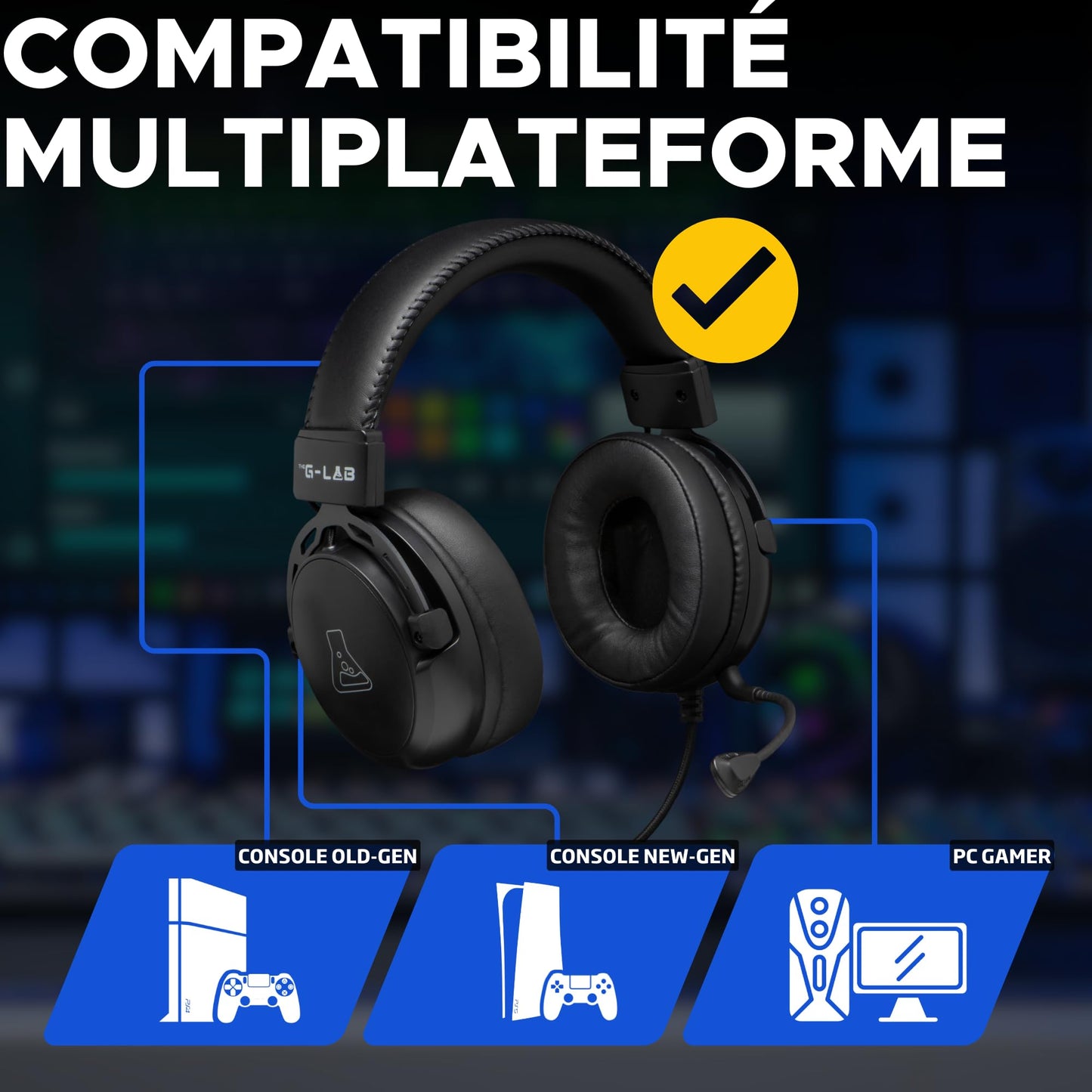 G-Lab Korp Titanium - Wired Gaming Headset, 3.5mm, Detachable Mic