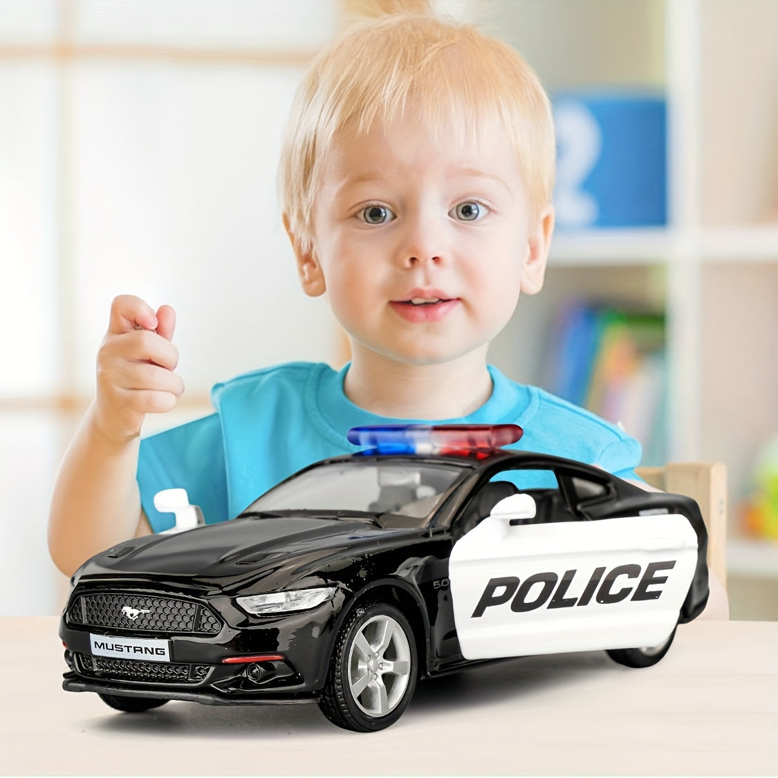 RMZCITY 1/36 Ford Mustang Police Car - Zinc Alloy Pull Back Toy
