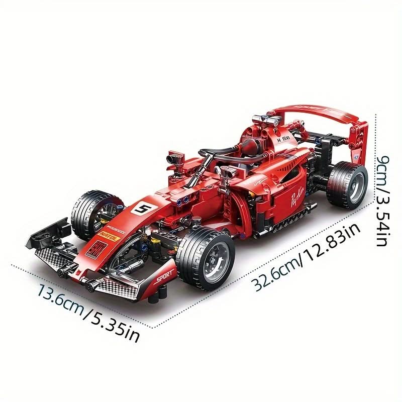 Technic Red Racing Car Building Kit - STEM Model Compatible w/ Major Brands
