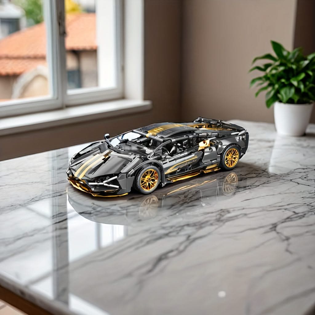 Black & Golden Racing Car – Technology Building Blocks Sports Car Model