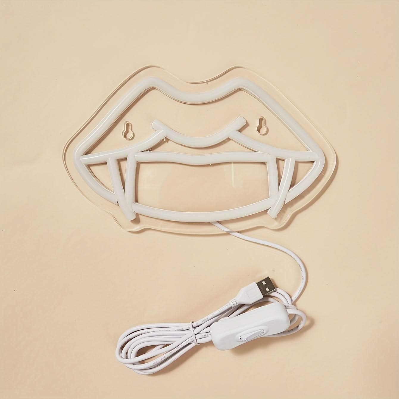 Fangs Neon Sign – USB LED Wall Light for Man Cave, Gothic, or Halloween Decor