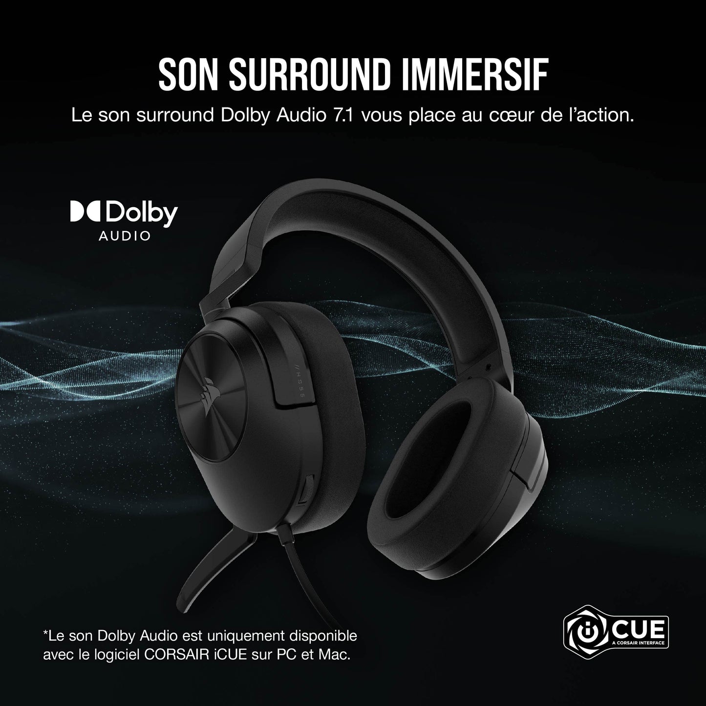 Corsair HS55 - Wired Gaming Headset, 7.1 Surround, Lightweight