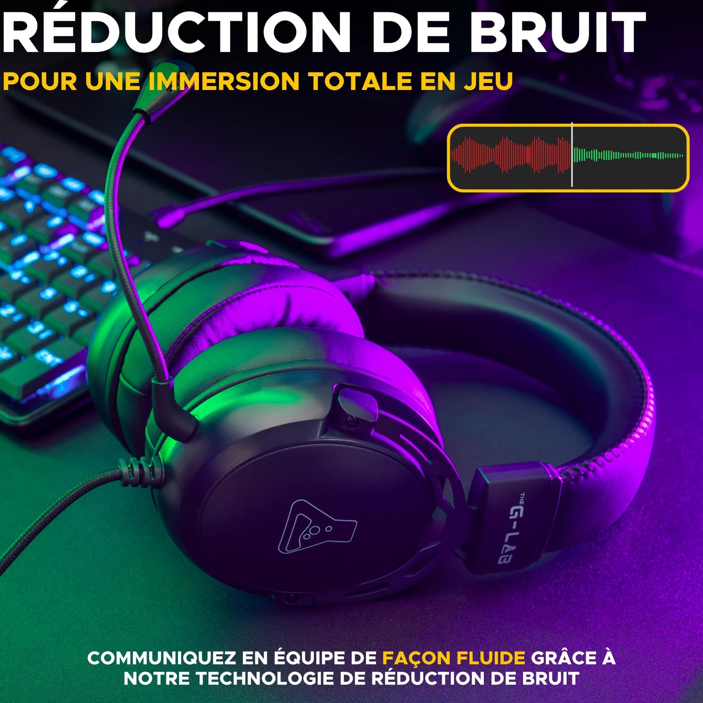 G-Lab Korp Titanium - Wired Gaming Headset, 3.5mm, Detachable Mic