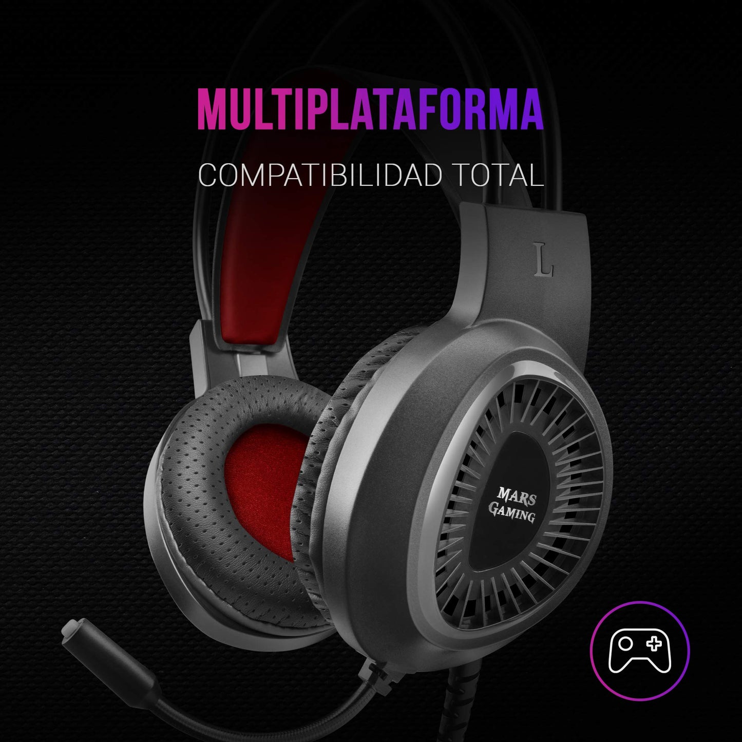 MARSGAMING MH120 - Gaming Headset w/Flex Mic, Airtech Black