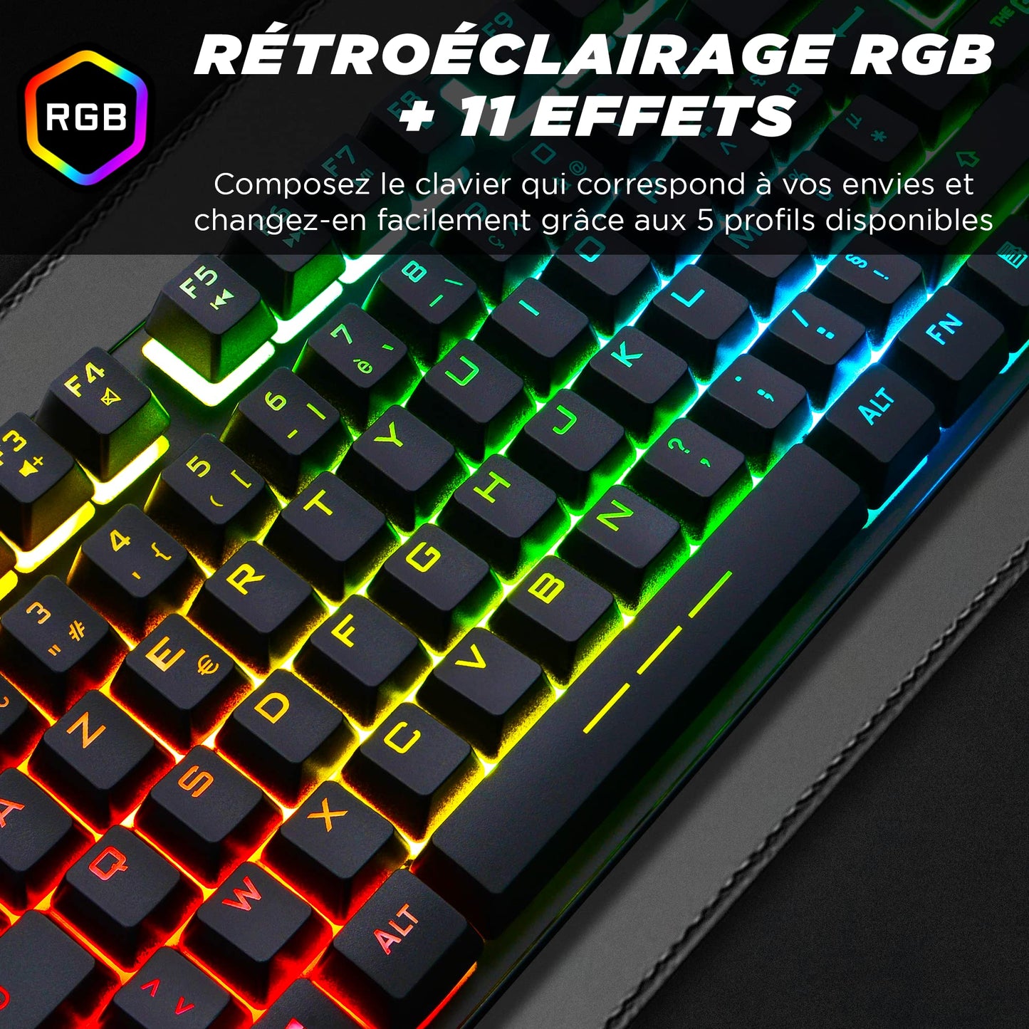 G-Lab Keyz Caesium TKL Clavier Gamer AZERTY, RGB, 87 Touches – Noir