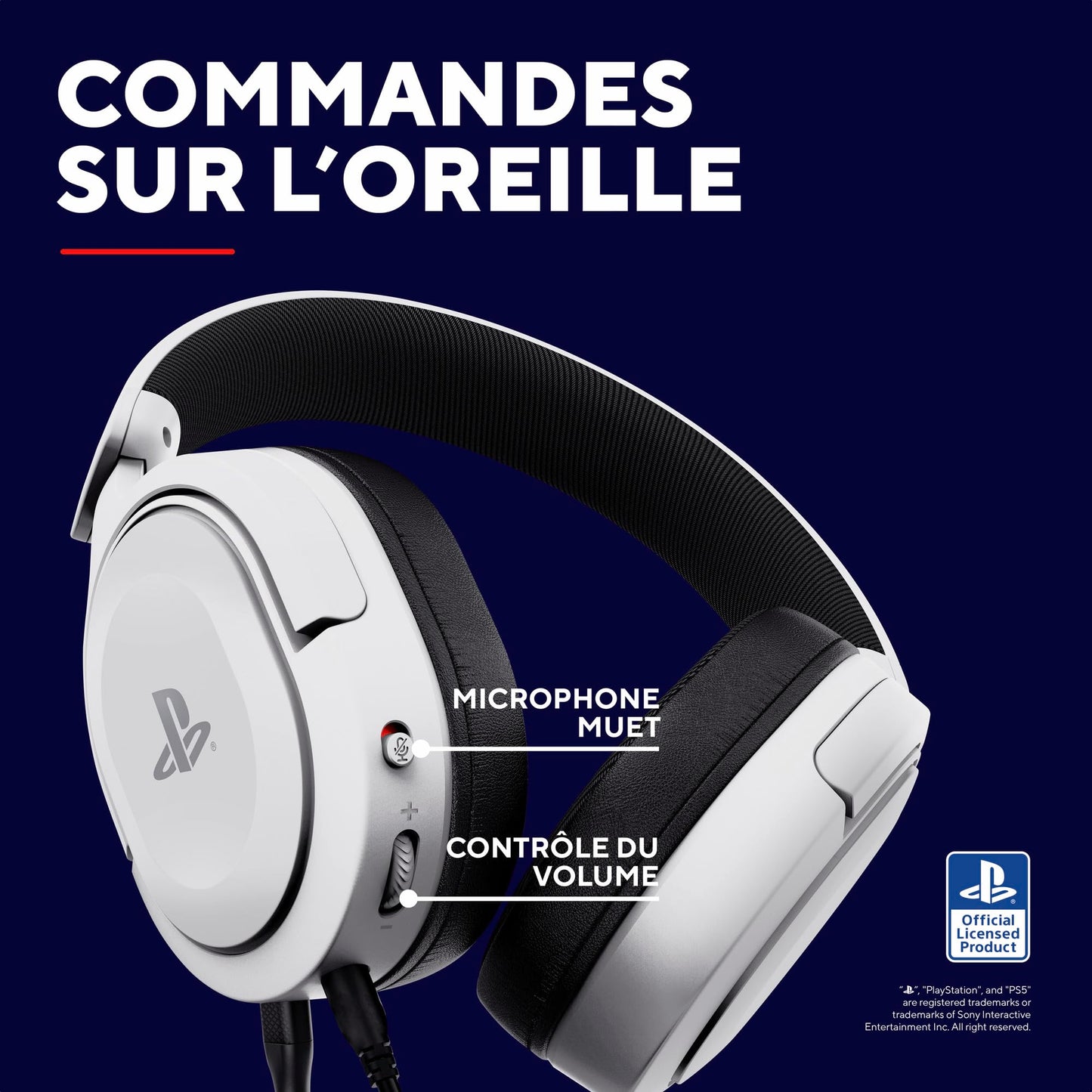 Trust GXT 498W Forta - Official PS5 Headset, Detachable Mic, White