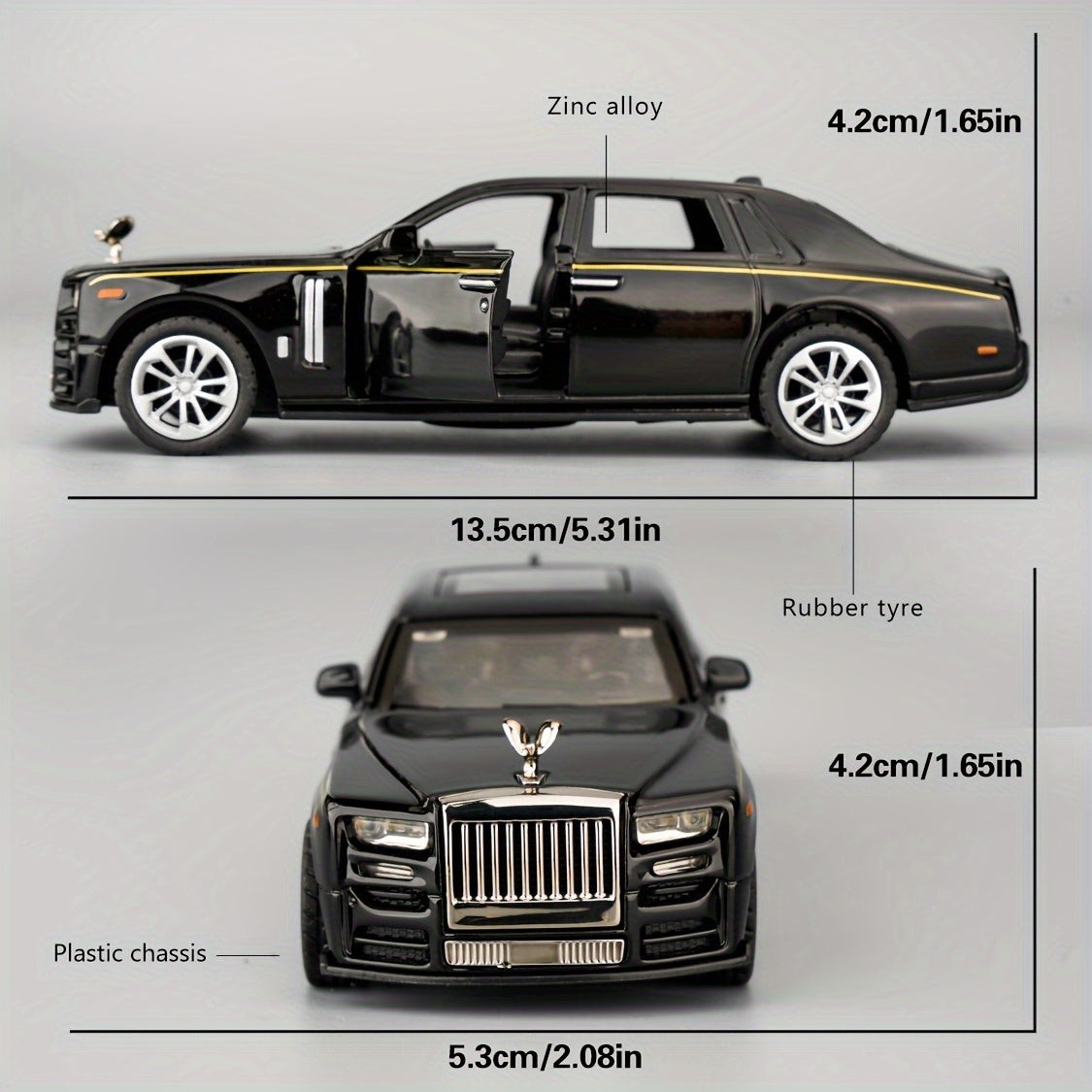 1:36 Zinc Alloy Phantom Model Toy Car – Pull-Back with Sound & Light