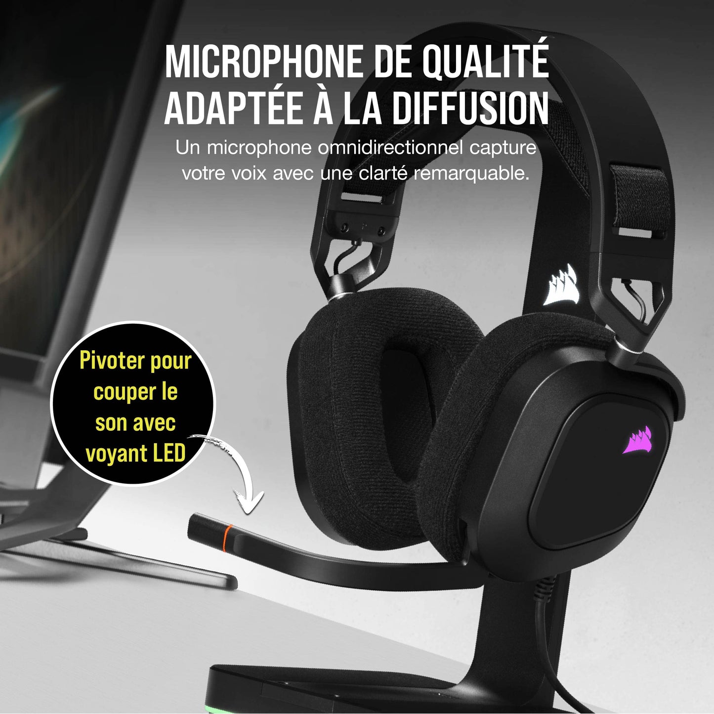 Corsair HS80 RGB - Dolby 7.1 Headset w/Broadcast Mic, Carbon