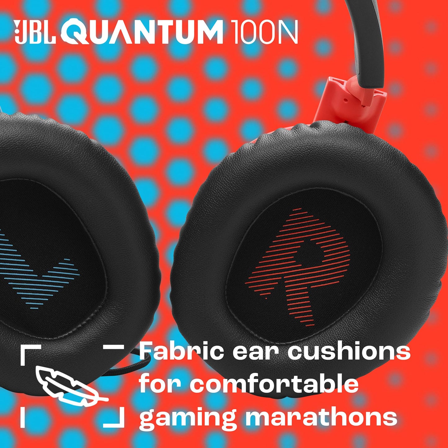 JBL Quantum 100N - PC/Console Headset, Removable Mic, Red/Blue
