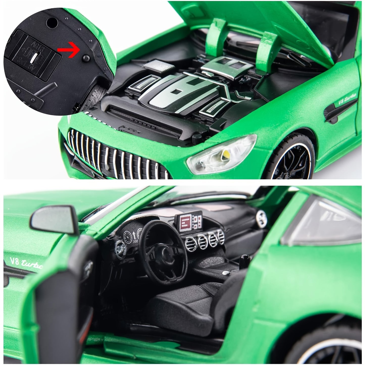 1/24 Green Demon GTR - Alloy Pull Back Car with Sound & Lights