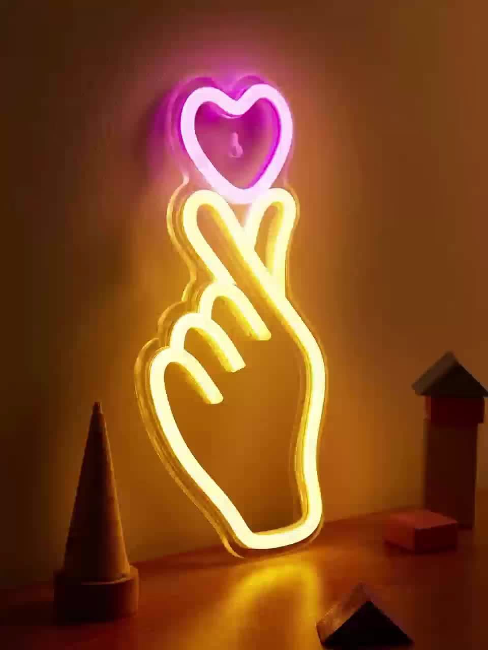 Heart-Shaped Pink LED Neon Light for Bedroom and Party Decoration