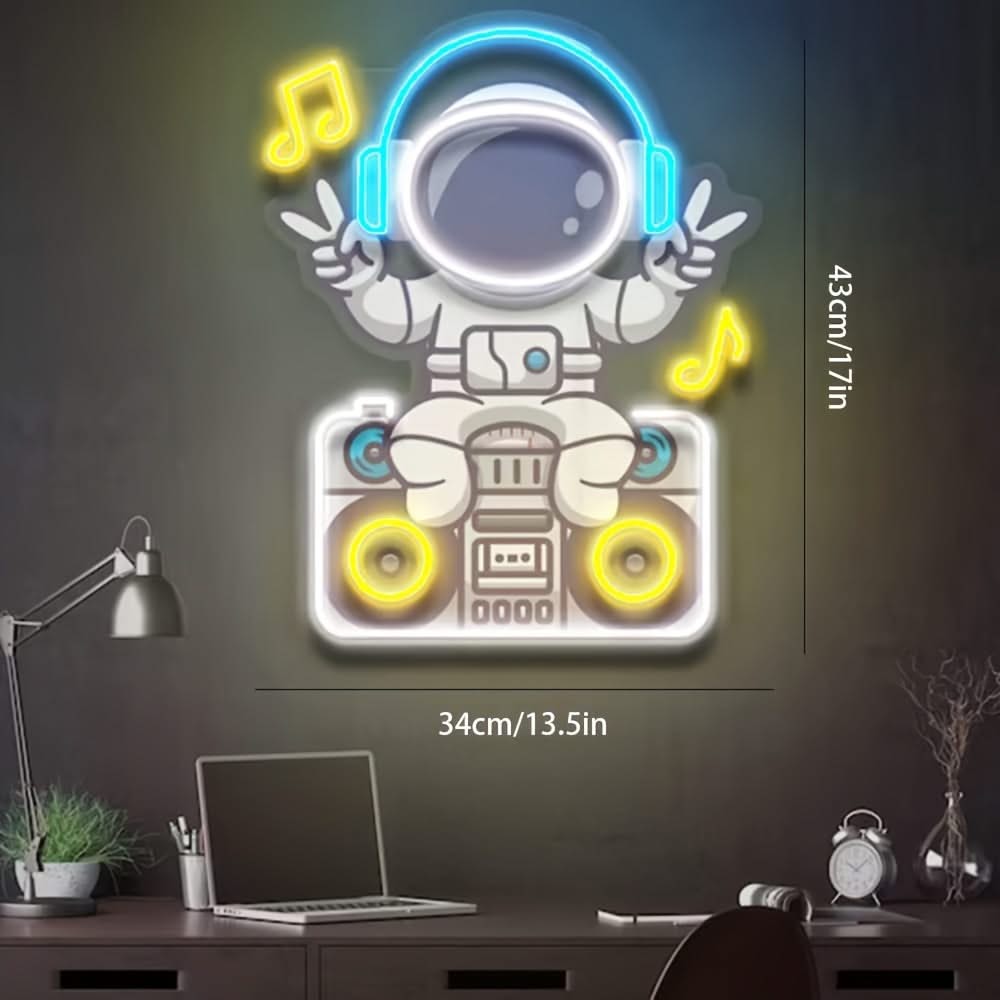 Personalized Astronaut Neon Sign – Custom LED Wall Art for Bedroom or Events