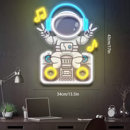 Personalized Astronaut Neon Sign – Custom LED Wall Art for Bedroom or Events