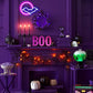 Moon & Bat LED Neon Sign – USB/Battery Powered Wall Light for Halloween & Parties