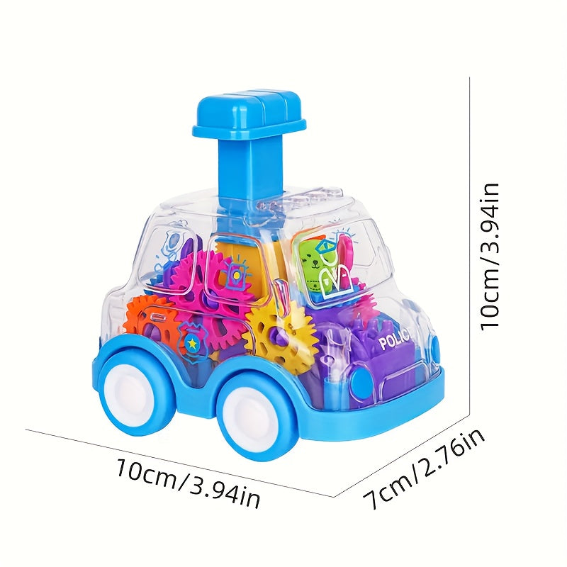 Children's Cartoon Transparent Gear Toy Car – Educational Pull-Back Model