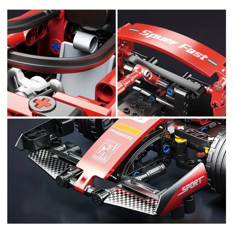 Technic Red Racing Car Building Kit - STEM Model Compatible w/ Major Brands
