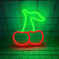 Cherry Neon Sign – Bright USB LED Wall Light for Bedroom and Party Decor