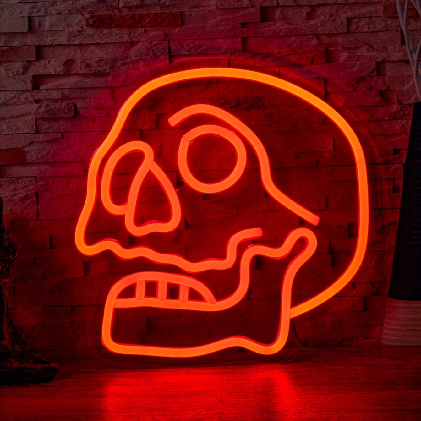 Halloween Skull Neon Sign – USB LED Wall Light with Line Switch for Halloween Decor