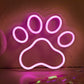 Dog Paw LED Neon Sign – USB Night Light for Pet Lovers and Home Decor