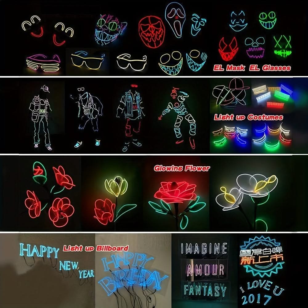 Vibrant 5m Neon Rope Lights – DIY EL Wire for Party & Holiday Decor