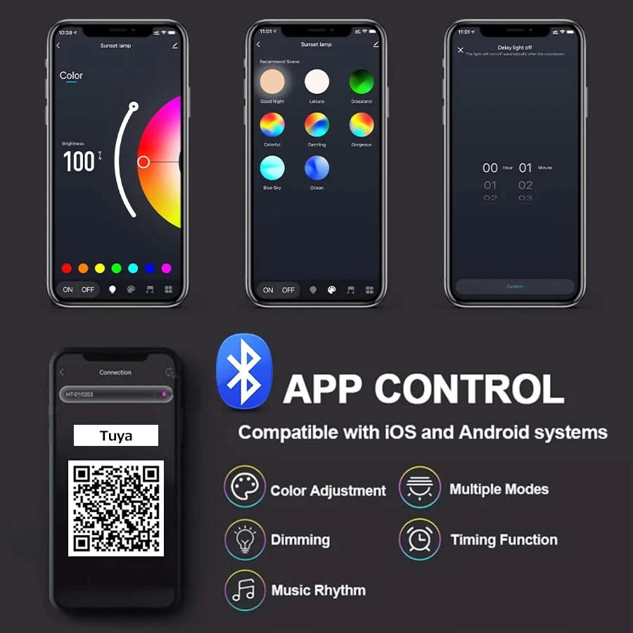 Smart Sunset LED Lamp – RGB Projection with Tuya App & Remote Control for Home Decor