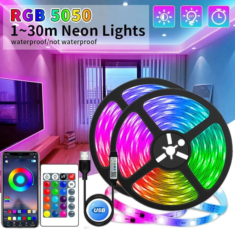 USB RGB LED Strip Lights – APP Controlled Color-Changing Tape Light for Home Decor