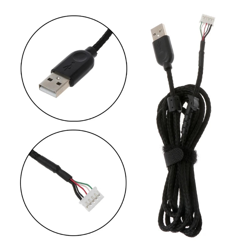 Black USB Replacement Cable for Logitech G502 RGB Game Mouse