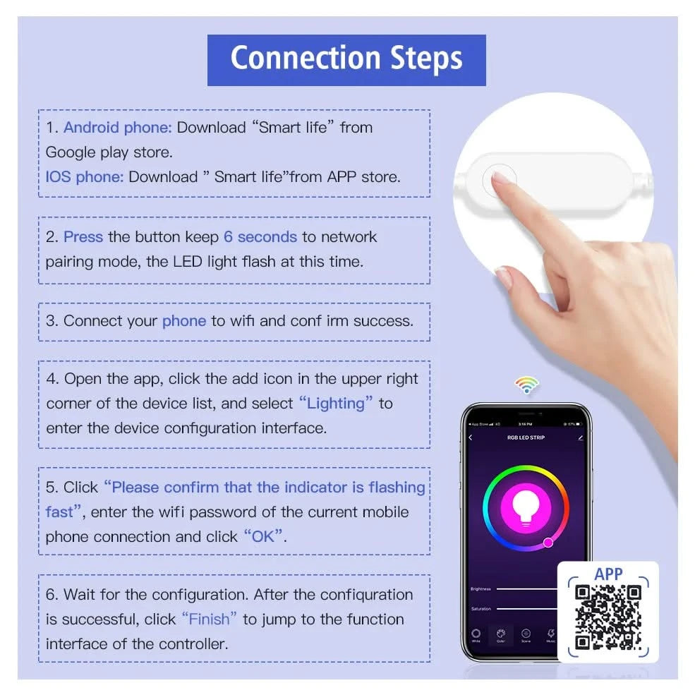 Tuya Smart RGB LED Light Strip – WiFi Controller for Alexa & Google Home