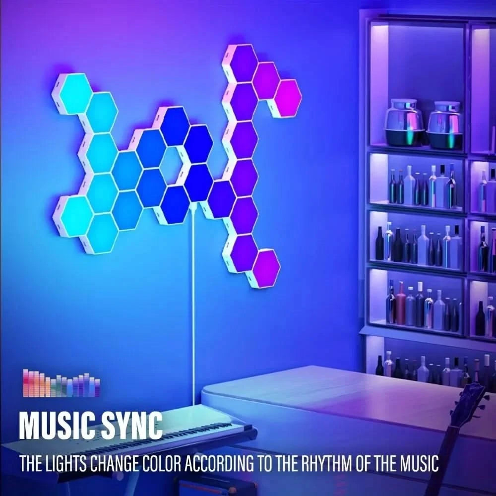 RGB Hexagon Wall Lamp – Music Sync & DIY Ambient Smart Lighting
