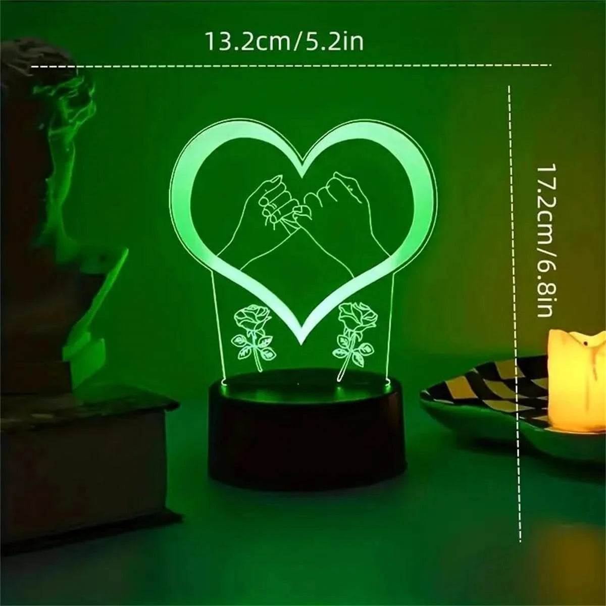 1pc 3D Night Light, Touch-Activated 7-Color Changing Lamp for Bedroom