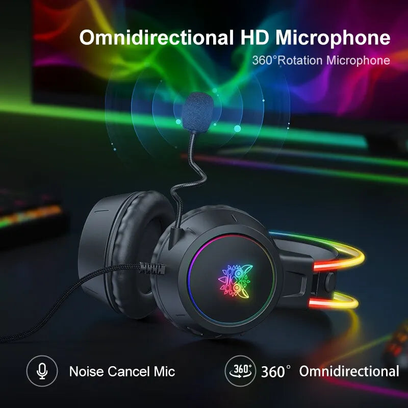 ONIKUMA X15 Pro Over-Ear Gaming Headset with RGB Light & Mic for PC/PS4