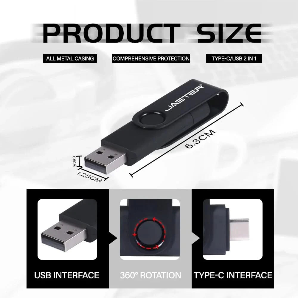 128GB USB 3.0 Type-C Flash Drive – High Speed Pen Drive with Keychain
