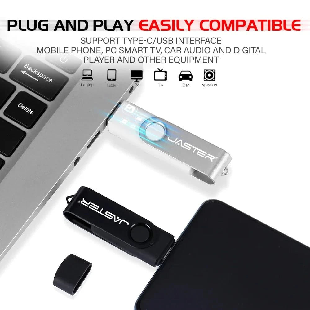 128GB USB 3.0 Type-C Flash Drive – High Speed Pen Drive with Keychain