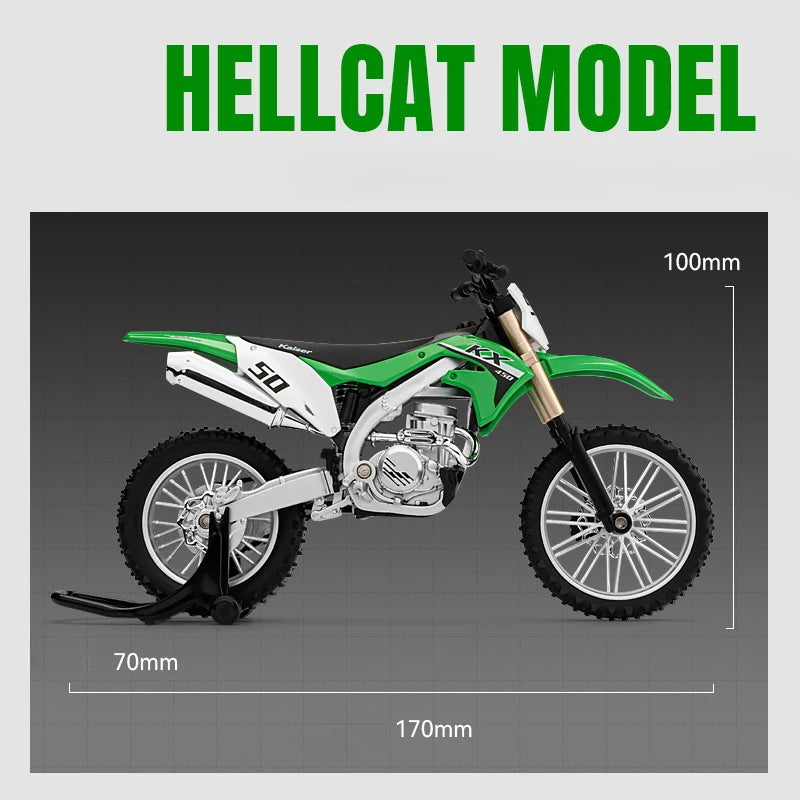 1:12 Scale Kawasaki KX450 Off-Road Motorbike Diecast Model Toy
