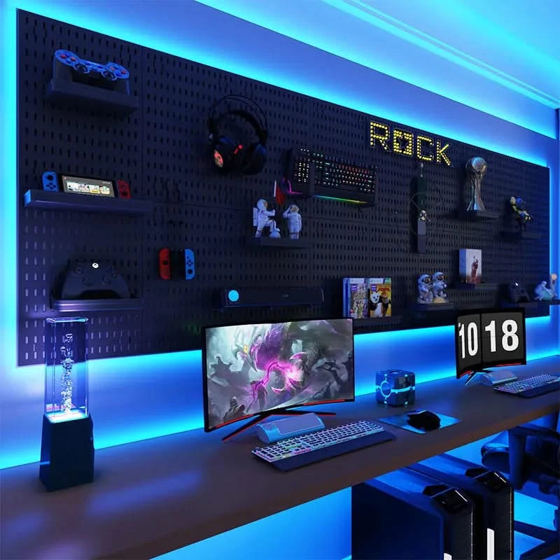 Wall-Mounted No-Punch Storage Board for Gaming Room, Study, Living Room
