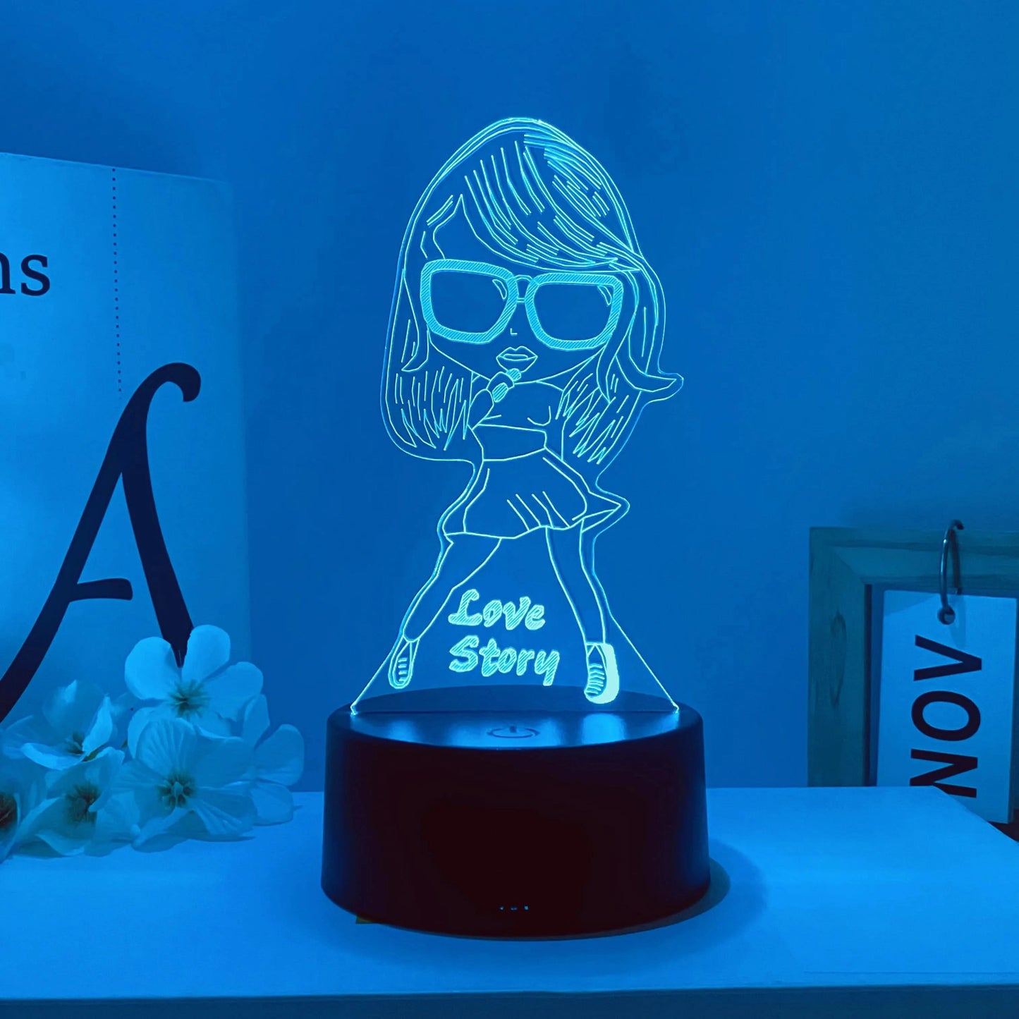 Karaoke Girl Pattern 3D Nightlight, USB Ambiance Light for Bedroom