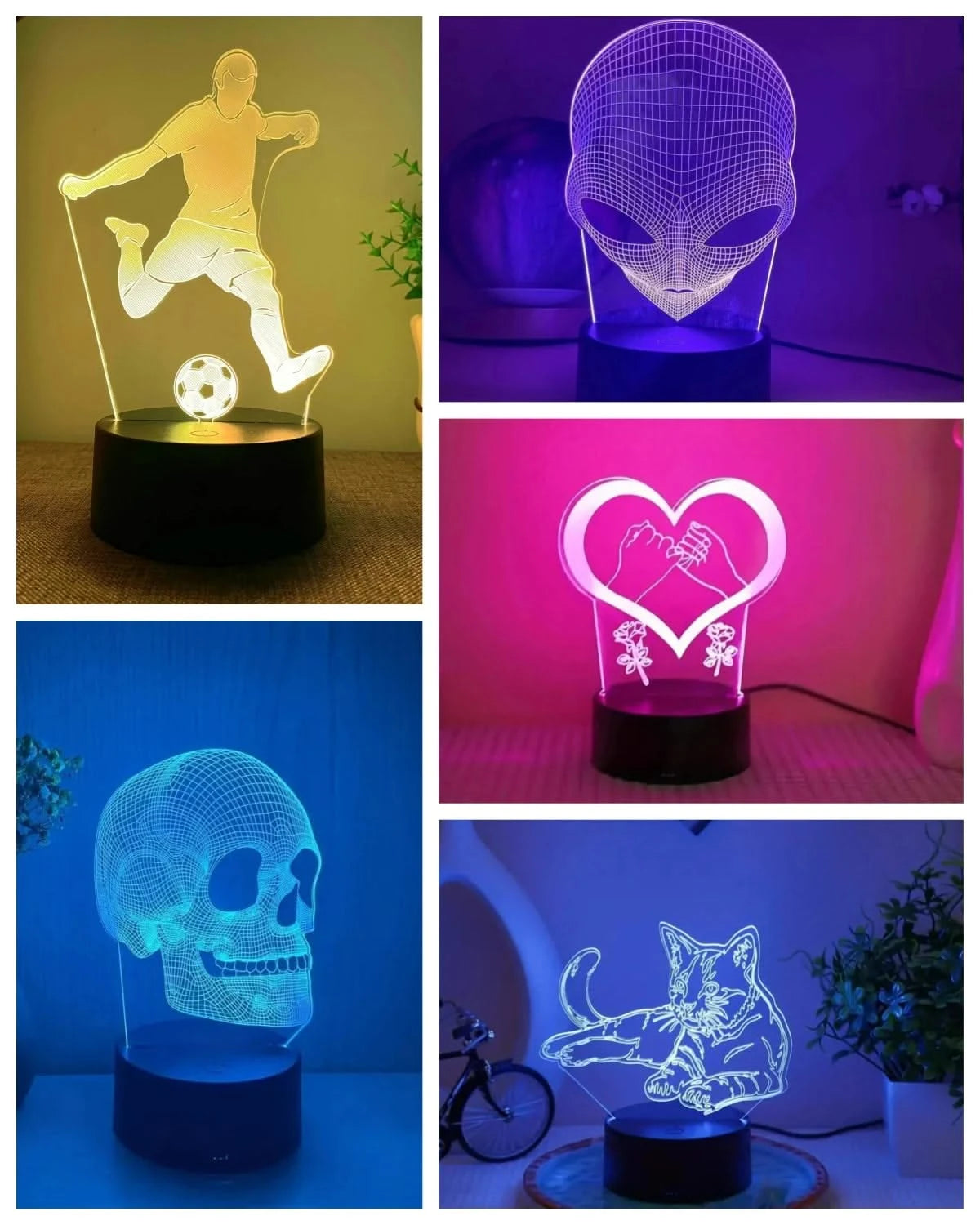 1pc 3D Night Light, Touch-Activated 7-Color Changing Lamp for Bedroom