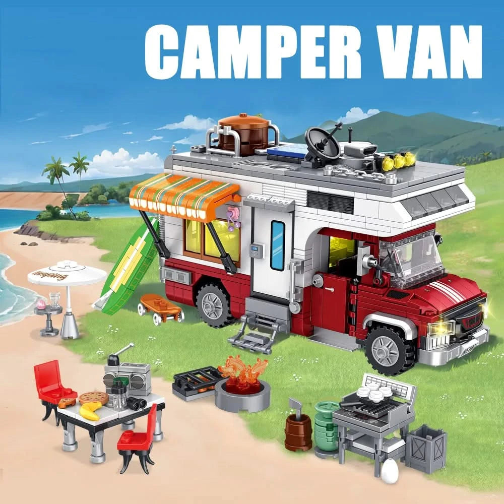 927PCS Lighting Camper-Van Building Set – Construction Bricks for Teens & Adults
