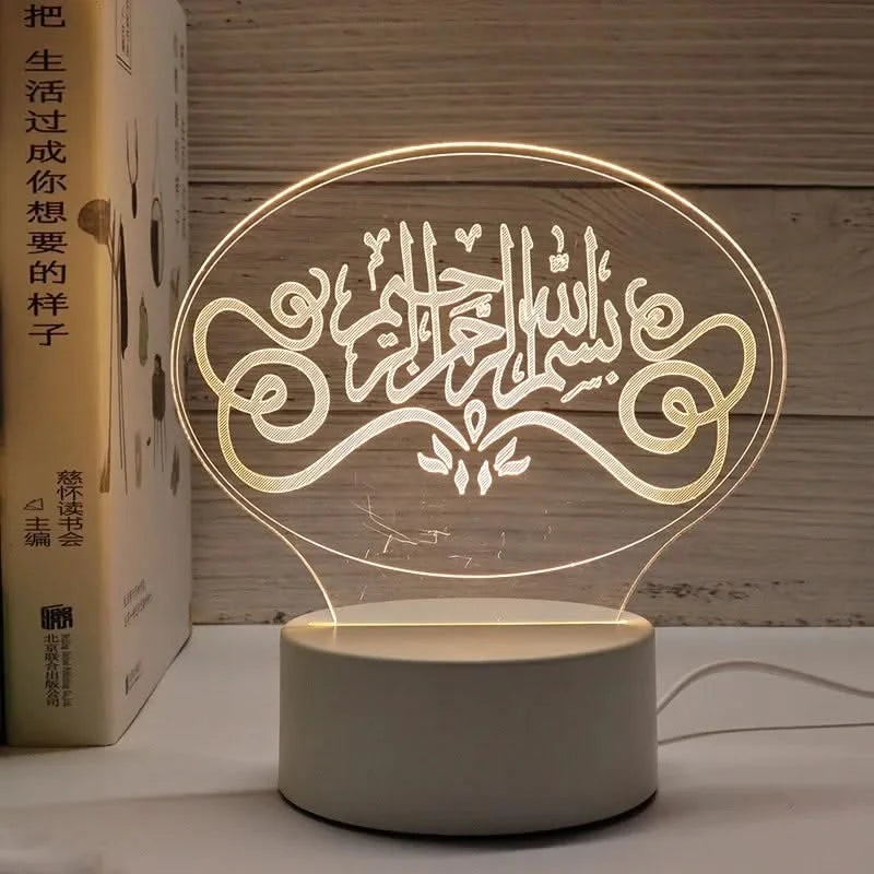 USB LED 3D Acrylic Night Light for Ramadan EID Mubarak Festival Decor
