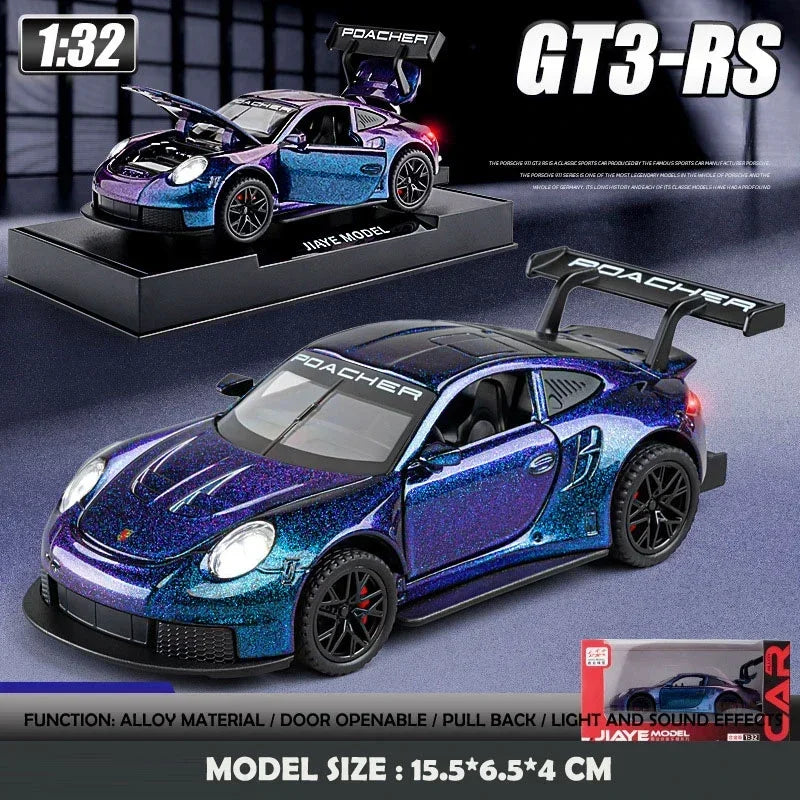 Diecast Miniature Voiture 1/32 Scale 911 GT3RS Sport Car Model Toy