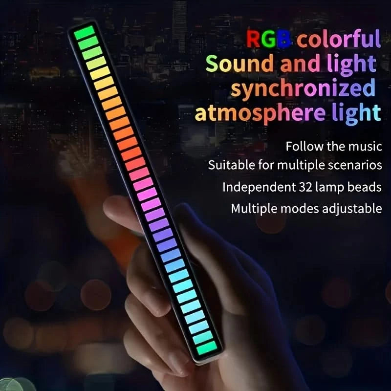 RGB Music Rhythm Light Bar – USB Rechargeable Sound Reactive LED Light Display