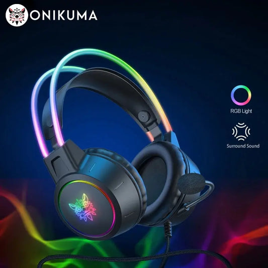 ONIKUMA X15 Pro Over-Ear Gaming Headset with RGB Light & Mic for PC/PS4