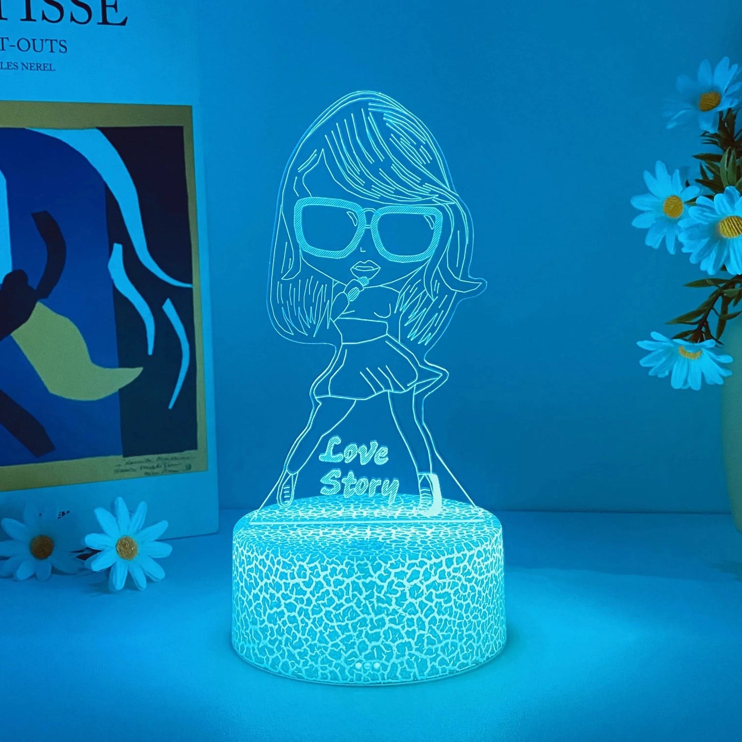 Karaoke Girl Pattern 3D Nightlight, USB Ambiance Light for Bedroom